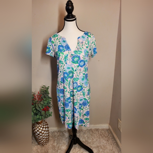 Lilly Pulitzer Women's Sophiletta Dress Cay To My Heart UPF 50+ Blue & Pink Sz M - Picture 7 of 13